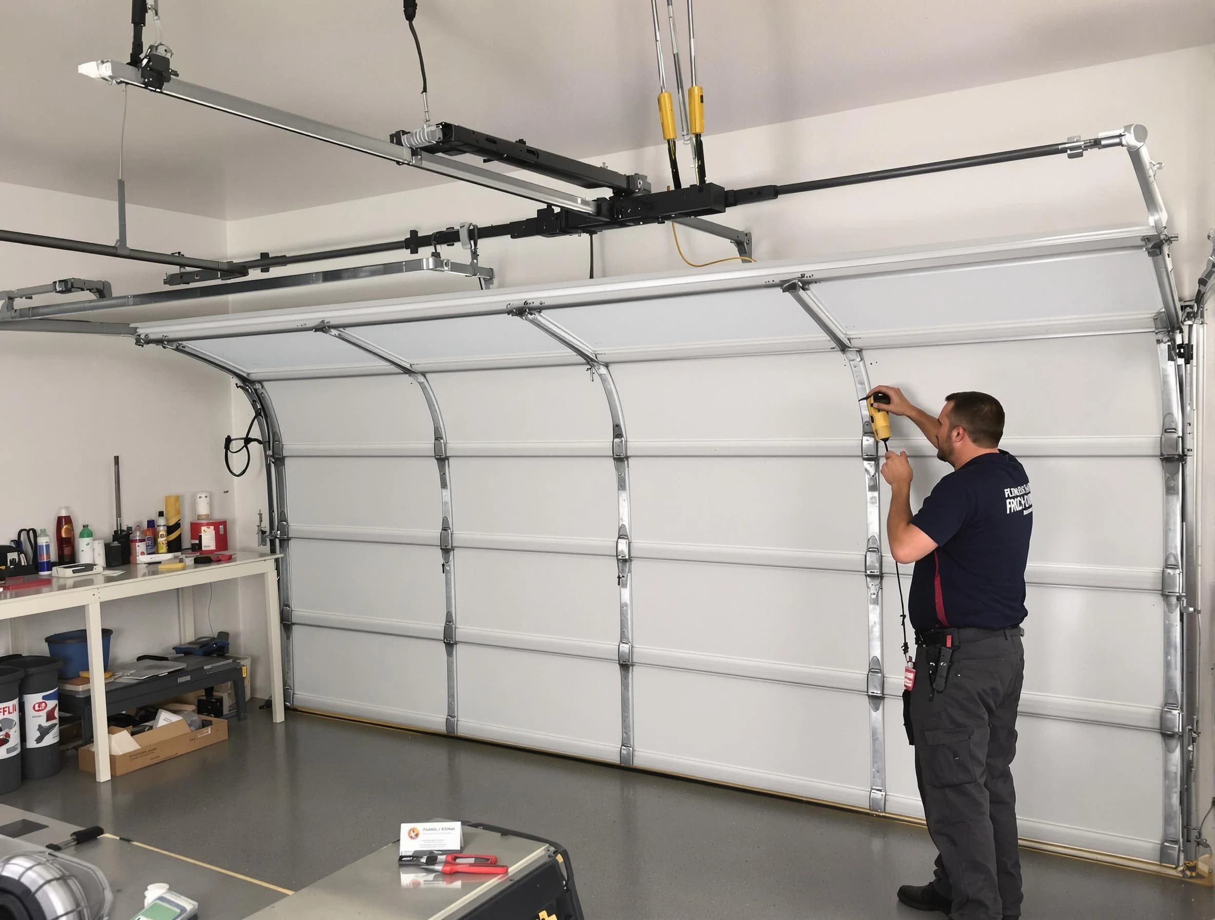 Pleasant View Garage Door Repair certified technician performing overhead door system repair in Pleasant View
