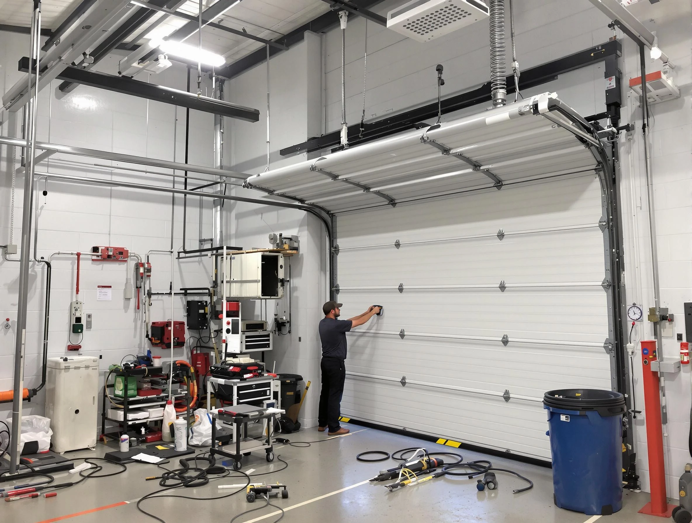 Pleasant View Garage Door Repair certified technician performing commercial door repair at a Pleasant View business facility